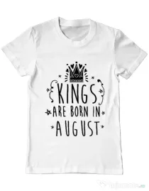 Tricou ADLER barbat Kings are born in August Alb