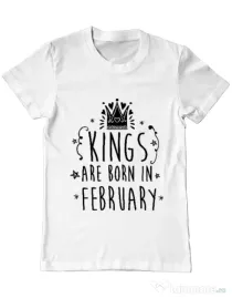 Tricou ADLER barbat Kings are born in February Alb