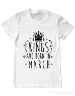 Tricou ADLER barbat Kings are born in March Alb