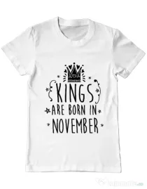 Tricou ADLER barbat Kings are born in November Alb