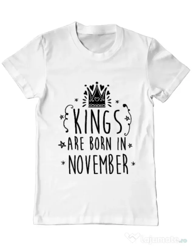 Tricou ADLER barbat Kings are born in November Alb