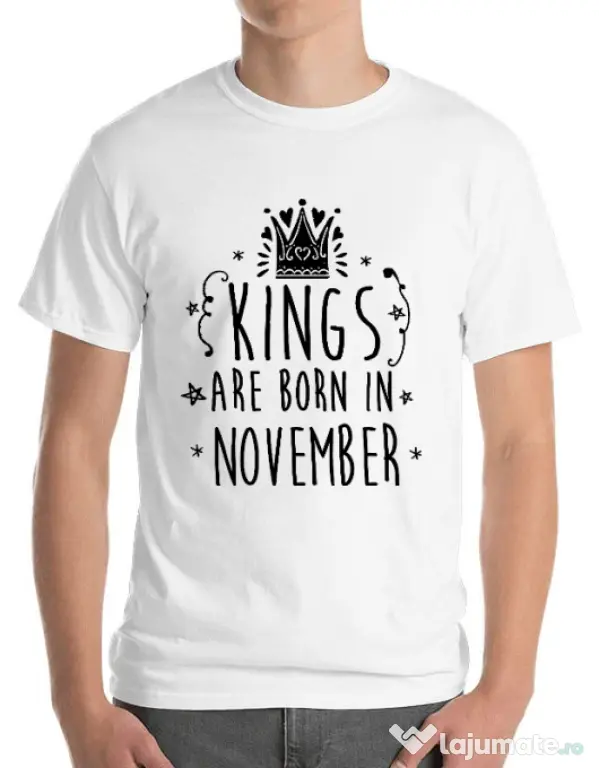 Tricou ADLER barbat Kings are born in November Alb