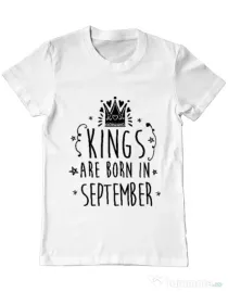 Tricou ADLER barbat Kings are born in September Alb