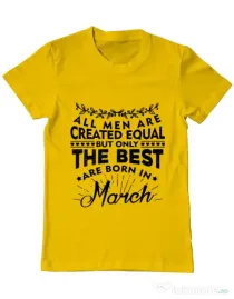 Tricou ADLER barbat The best men are born in March Galben