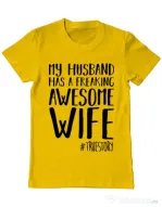 Tricou ADLER barbat Awesome wife Galben