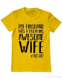 Tricou ADLER barbat Awesome wife Galben