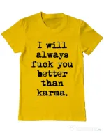Tricou ADLER barbat Better than karma Galben