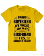 Tricou ADLER barbat Proud boyfriend Galben