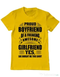 Tricou ADLER barbat Proud boyfriend Galben