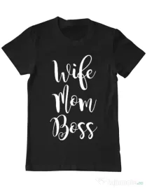 Tricou ADLER barbat Wife mom boss Negru