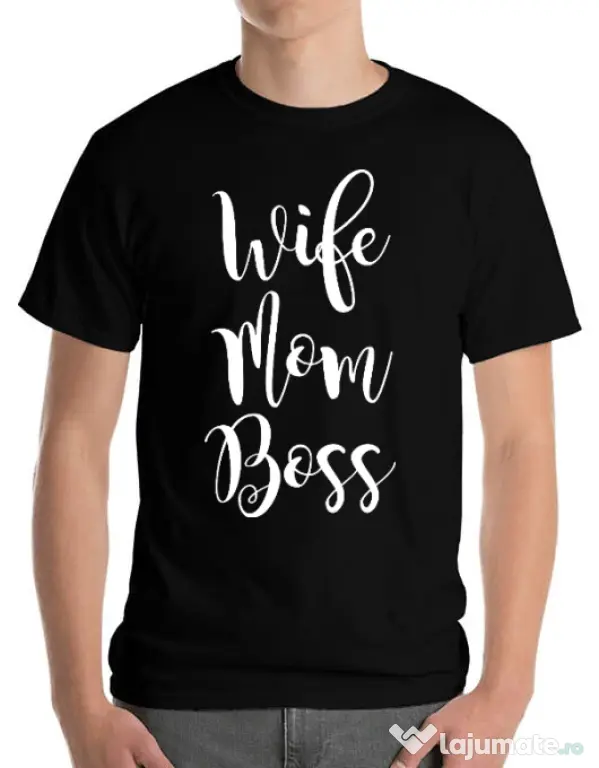 Tricou ADLER barbat Wife mom boss Negru