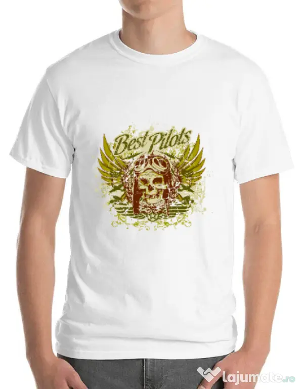 Tricou ADLER barbat Best pilots Alb