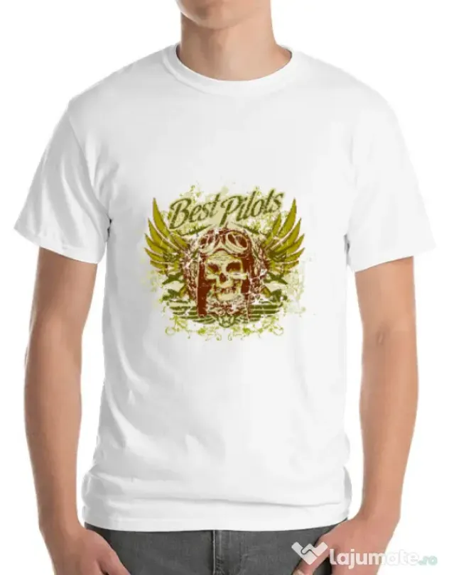 Tricou ADLER barbat Best pilots Alb