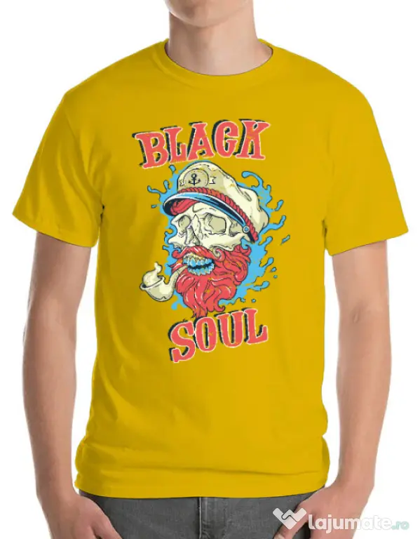 Tricou ADLER barbat Black soul Galben