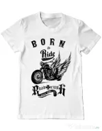 Tricou ADLER barbat Born to ride Alb
