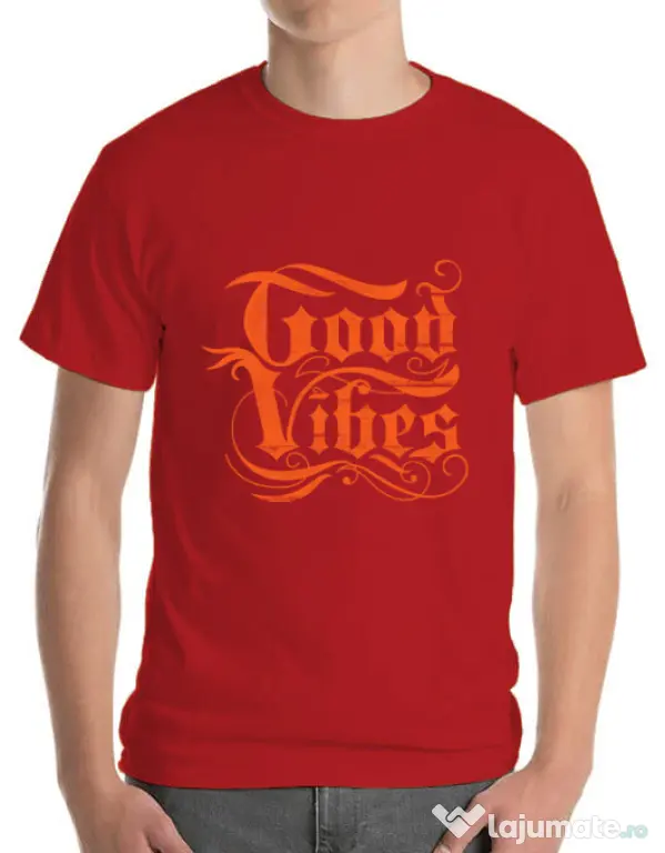 Tricou ADLER barbat Good vibes Rosu