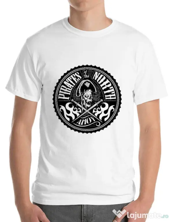 Tricou ADLER barbat Pirates of the north Alb