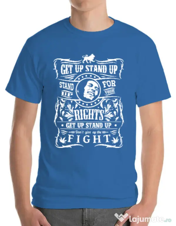 Tricou ADLER barbat Stand up for your rights Albastru azuriu