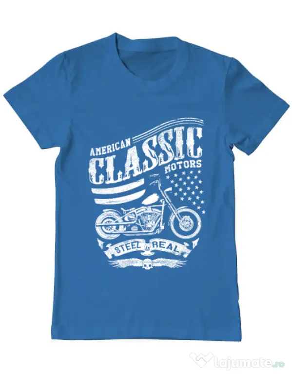 Tricou ADLER barbat Steel is real Albastru azuriu