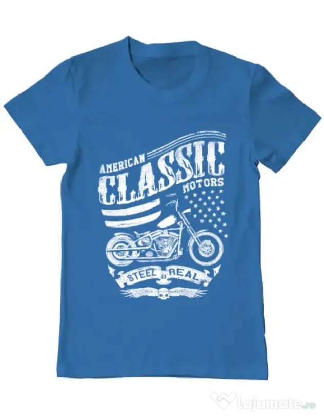 Tricou ADLER barbat Steel is real Albastru azuriu