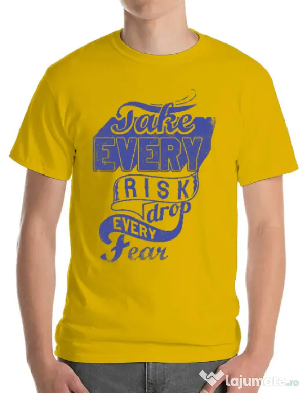 Tricou ADLER barbat Take every risk Galben