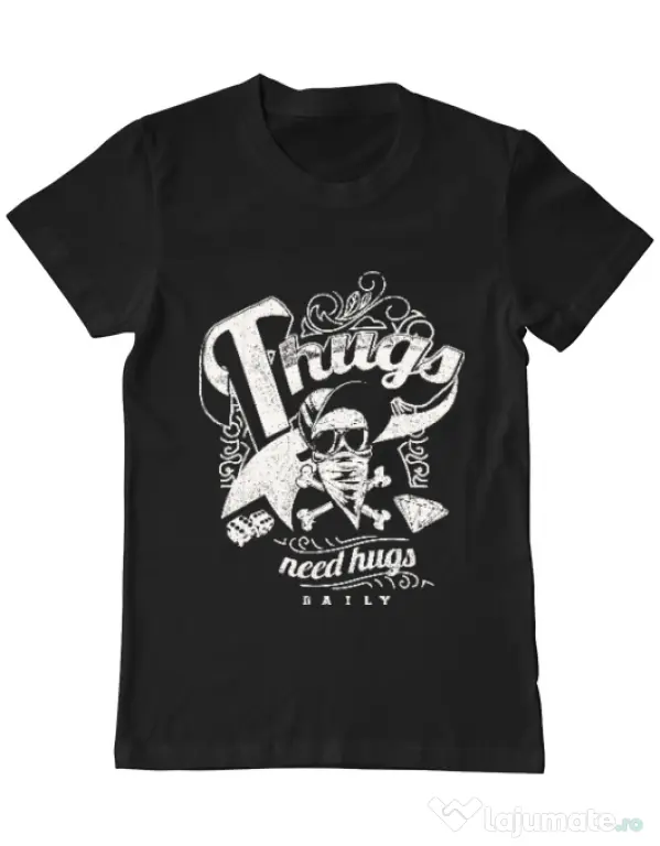 Tricou ADLER barbat Thugs need hugs Negru