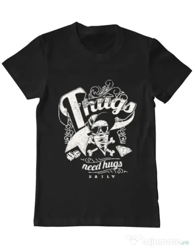 Tricou ADLER barbat Thugs need hugs Negru