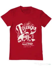 Tricou ADLER barbat Thugs need hugs Rosu