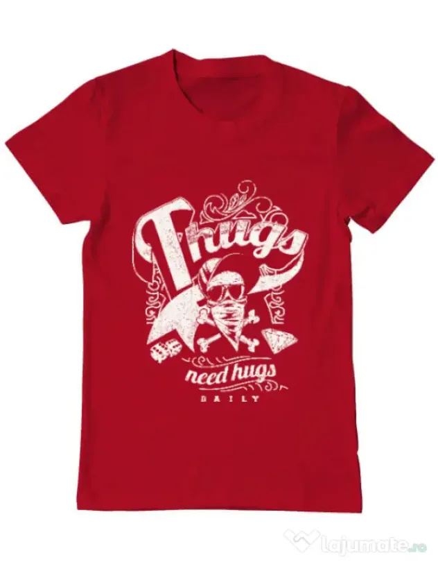 Tricou ADLER barbat Thugs need hugs Rosu