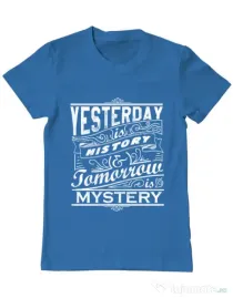 Tricou ADLER barbat Yesterday is history Albastru azuriu