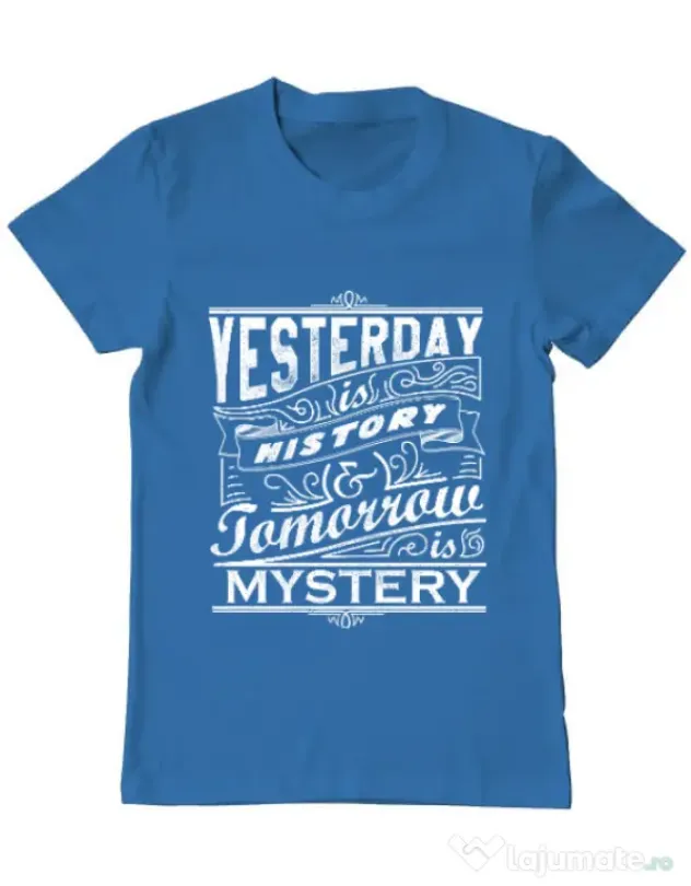 Tricou ADLER barbat Yesterday is history Albastru azuriu