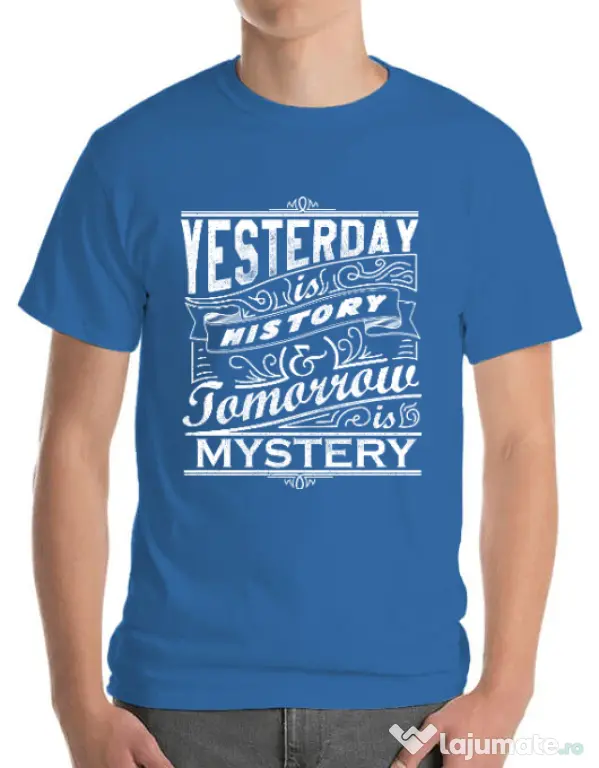 Tricou ADLER barbat Yesterday is history Albastru azuriu