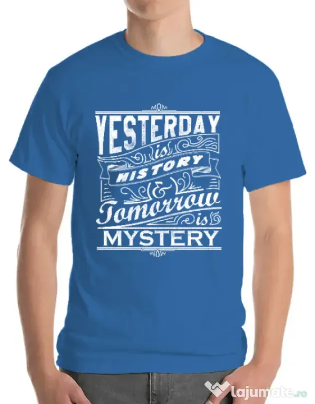 Tricou ADLER barbat Yesterday is history Albastru azuriu