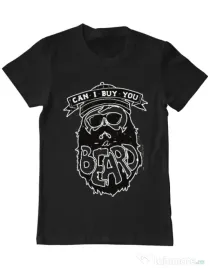 Tricou ADLER barbat Can i buy you a beard Negru