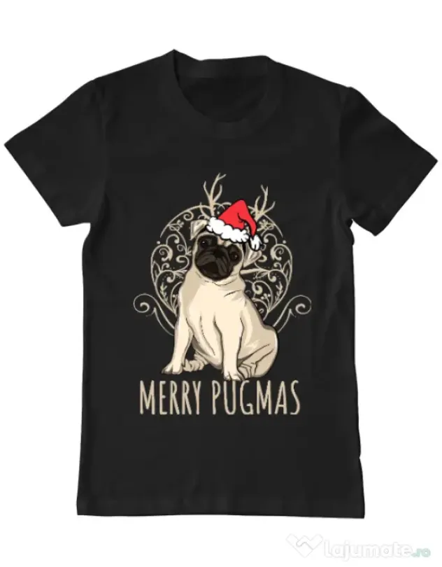 Tricou ADLER barbat Merry pugmas Negru
