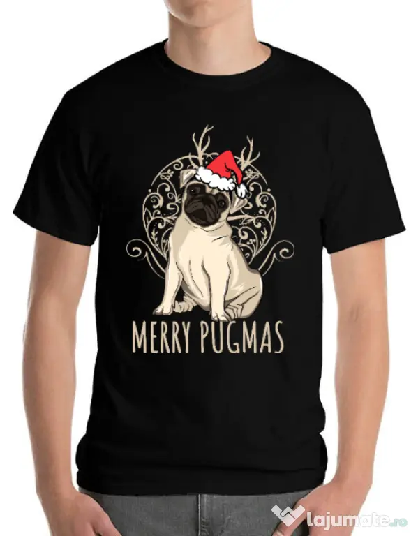 Tricou ADLER barbat Merry pugmas Negru
