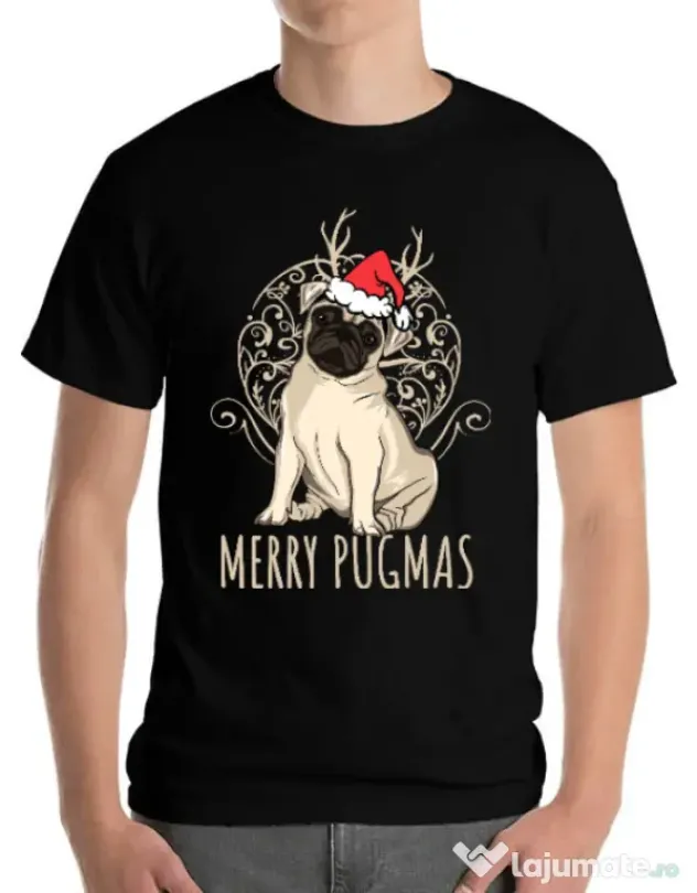 Tricou ADLER barbat Merry pugmas Negru