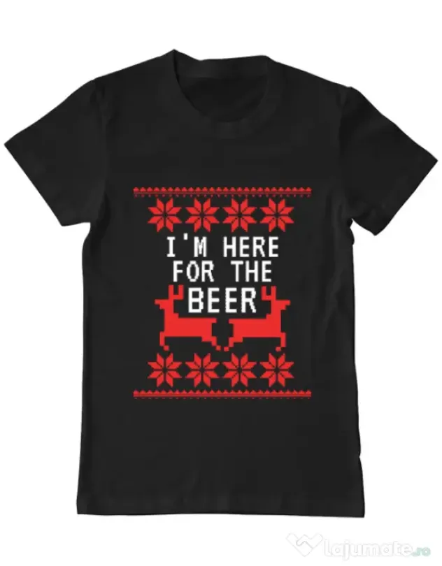 Tricou ADLER barbat Here for the beer Negru