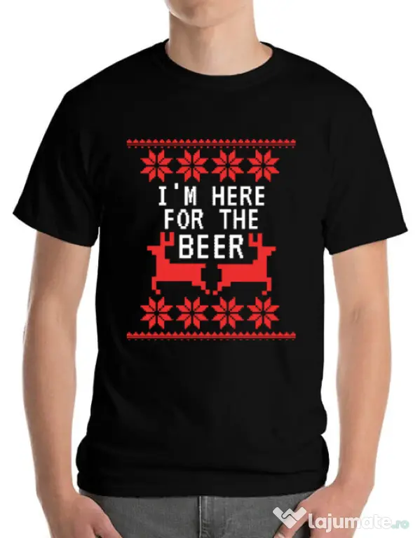 Tricou ADLER barbat Here for the beer Negru
