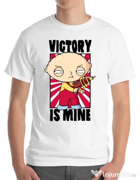 Tricou ADLER barbat Victory is mine Alb