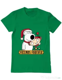 Tricou ADLER barbat Friends forever Verde mediu