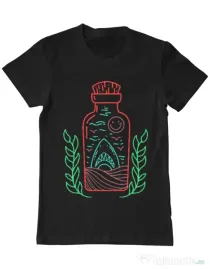 Tricou ADLER barbat Shark in a bottle Negru