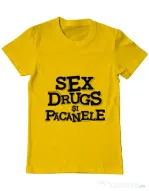 Tricou ADLER barbat Sex, drugs si pacanele Galben