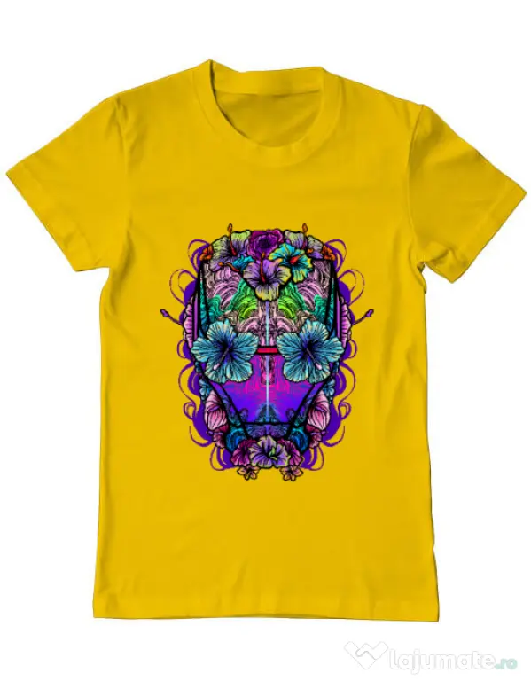 Tricou ADLER barbat Flower helmet Galben