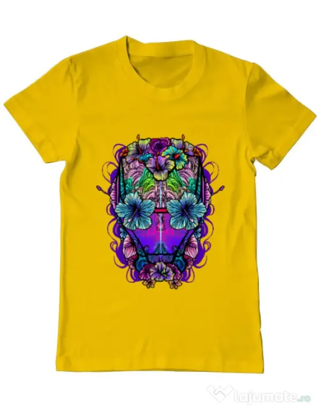 Tricou ADLER barbat Flower helmet Galben