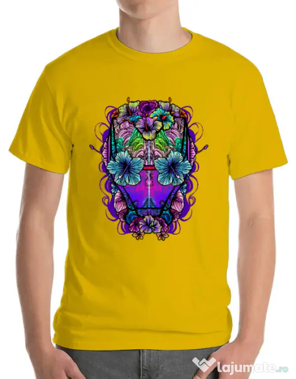 Tricou ADLER barbat Flower helmet Galben