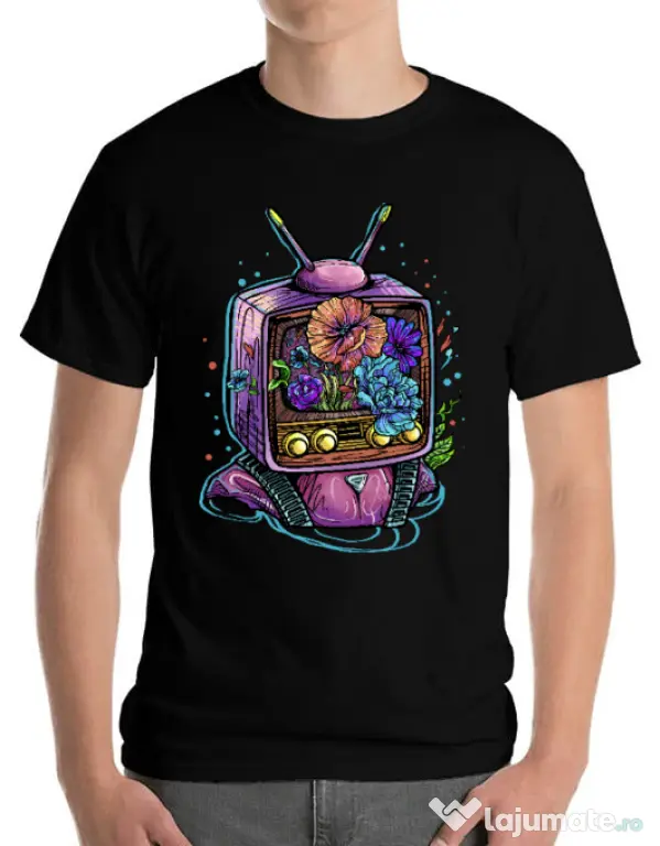 Tricou ADLER barbat Flower television Negru