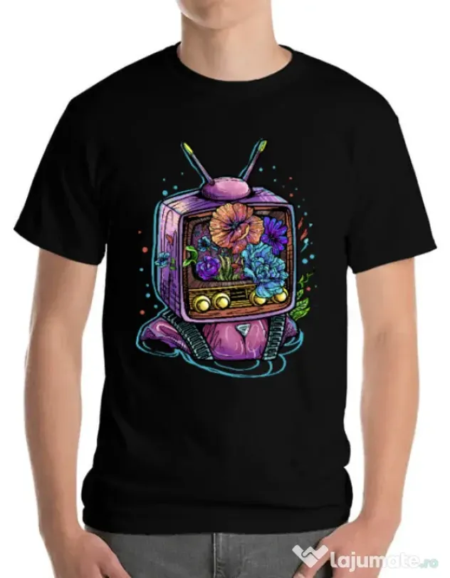 Tricou ADLER barbat Flower television Negru