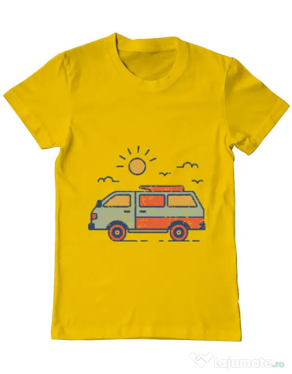 Tricou ADLER barbat Retro travel van Galben