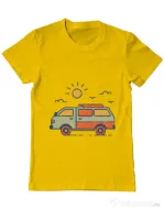 Tricou ADLER barbat Retro travel van Galben
